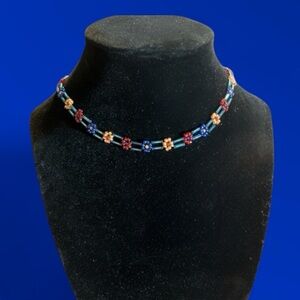 Vintage 90s Seed Bead Choker Grunge Festival Whimsygoth 15” Adjustable